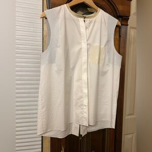 Elie Tahari Sleeveless Cream Blouse with Mesh Accents